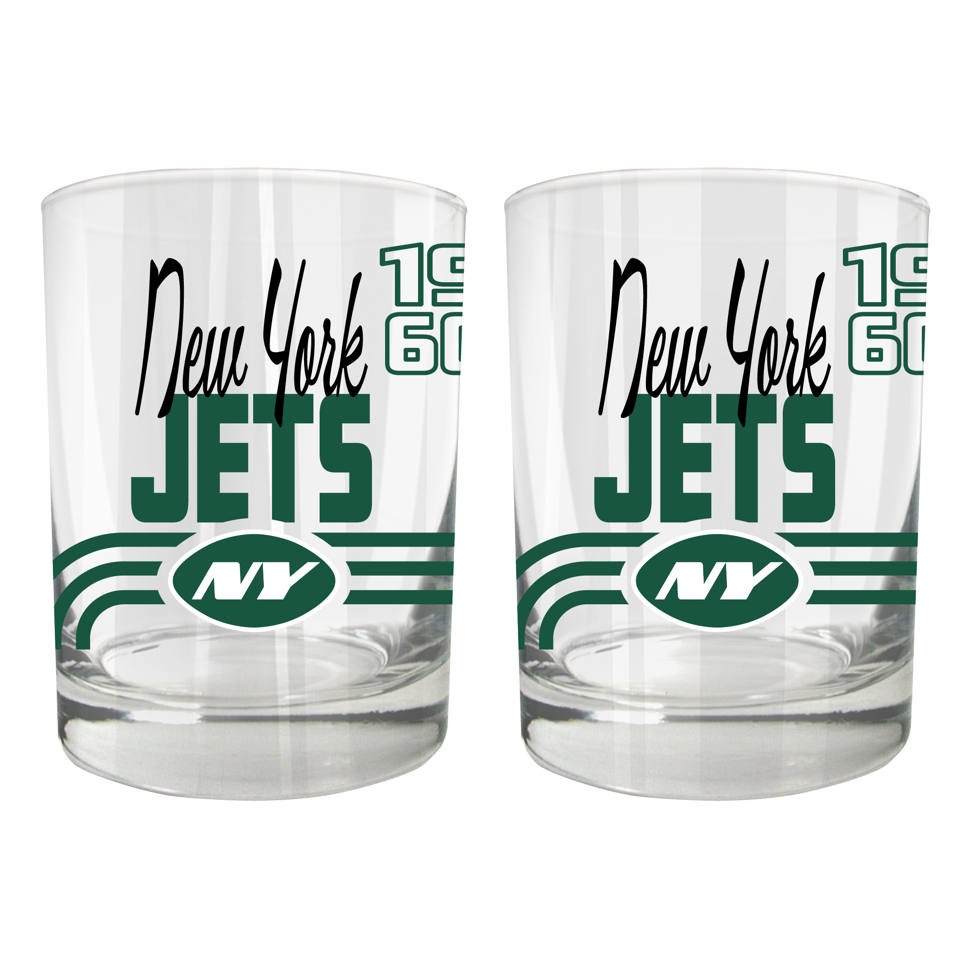 New York Jets Two-Piece 12oz. Heritage Rocks Glass Set