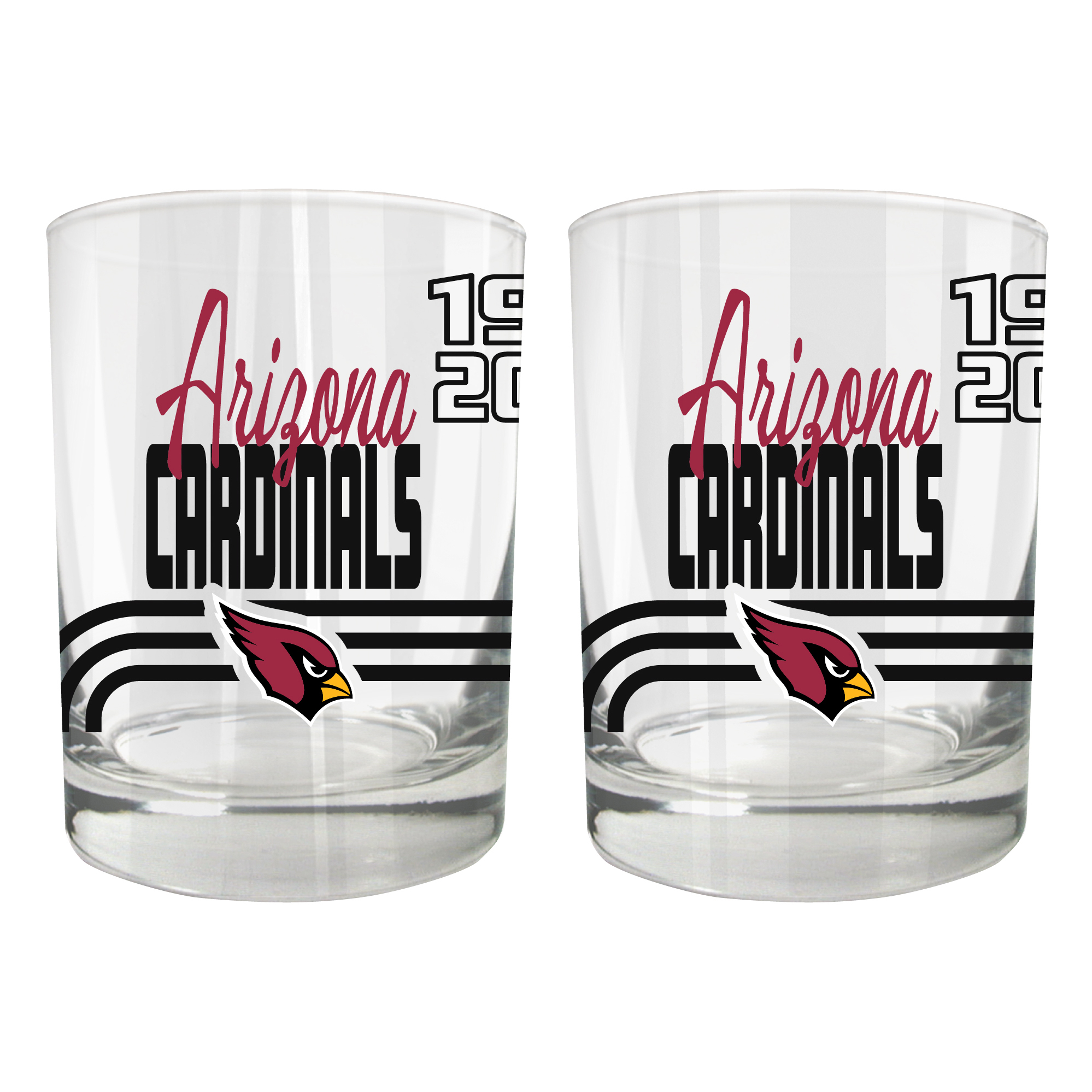 Arizona Cardinals Two-Piece 12oz. Heritage Rocks Glass Set