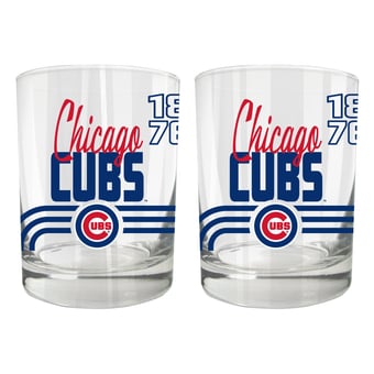 Chicago Cubs Two-Piece 12oz. Heritage Rocks Glass Set