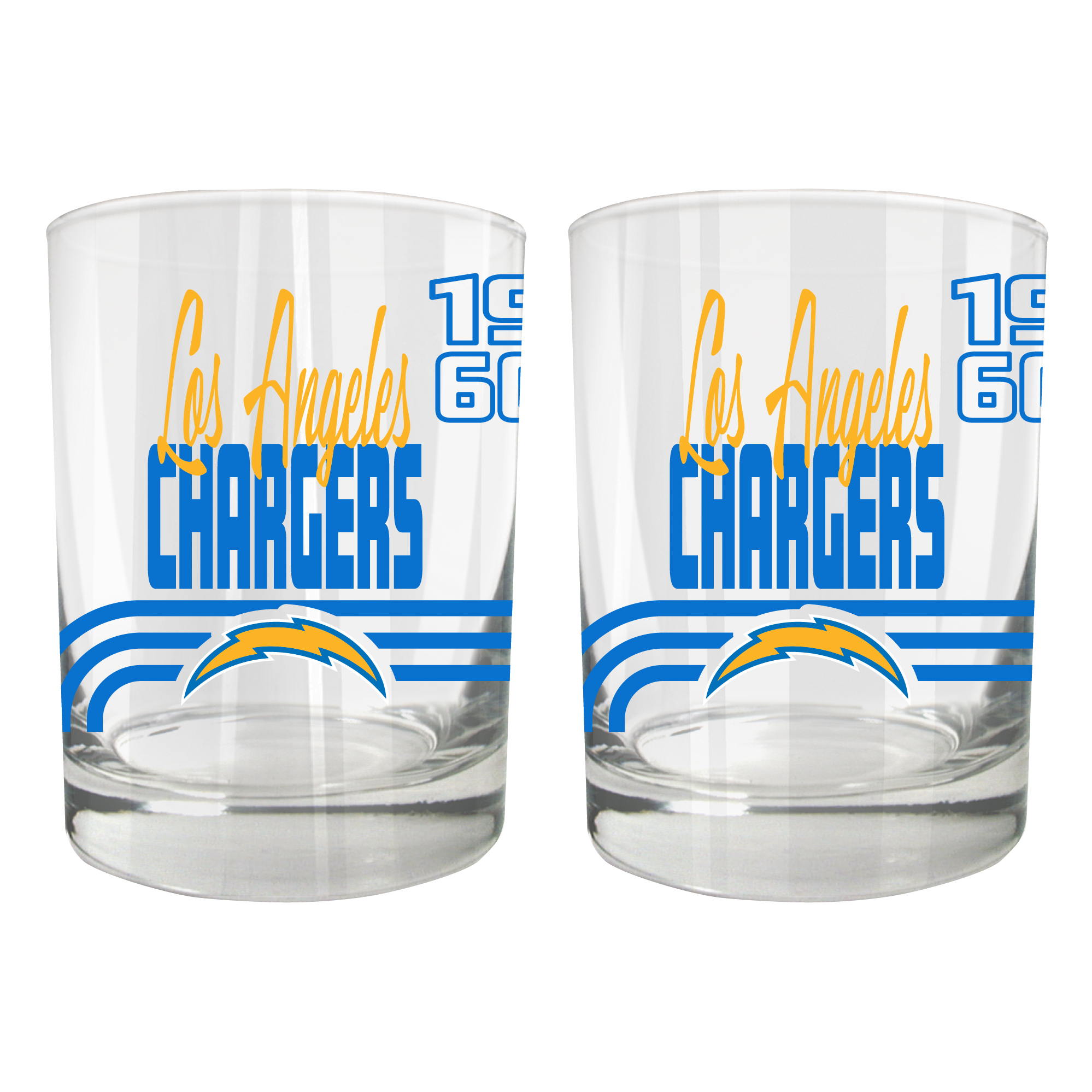 Los Angeles Chargers Two-Piece 12oz. Heritage Rocks Glass Set