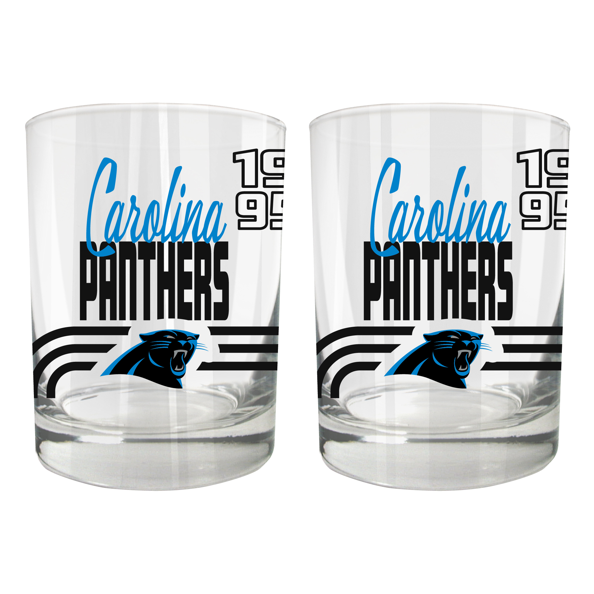 Carolina Panthers Two-Piece 12oz. Heritage Rocks Glass Set