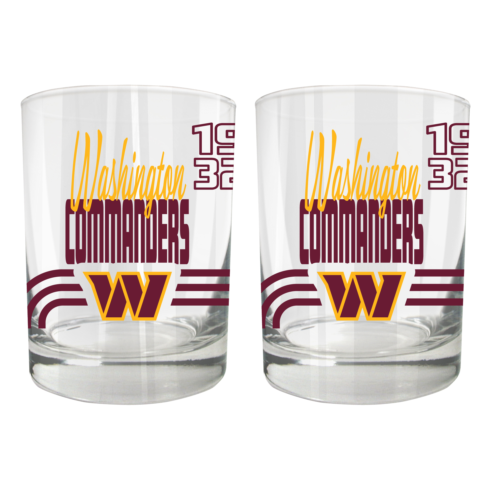 Washington Commanders Two-Piece 12oz. Heritage Rocks Glass Set