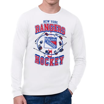 Men's Starter White New York Rangers Tilly Long-Sleeve T-Shirt