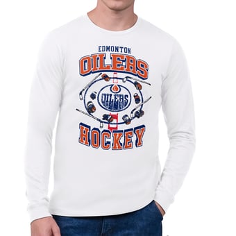 Men's Starter White Edmonton Oilers Tilly Long-Sleeve T-Shirt