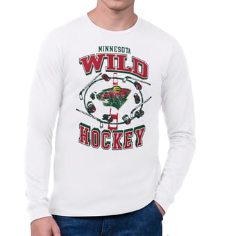 Men's Starter White Minnesota Wild Tilly Long-Sleeve T-Shirt