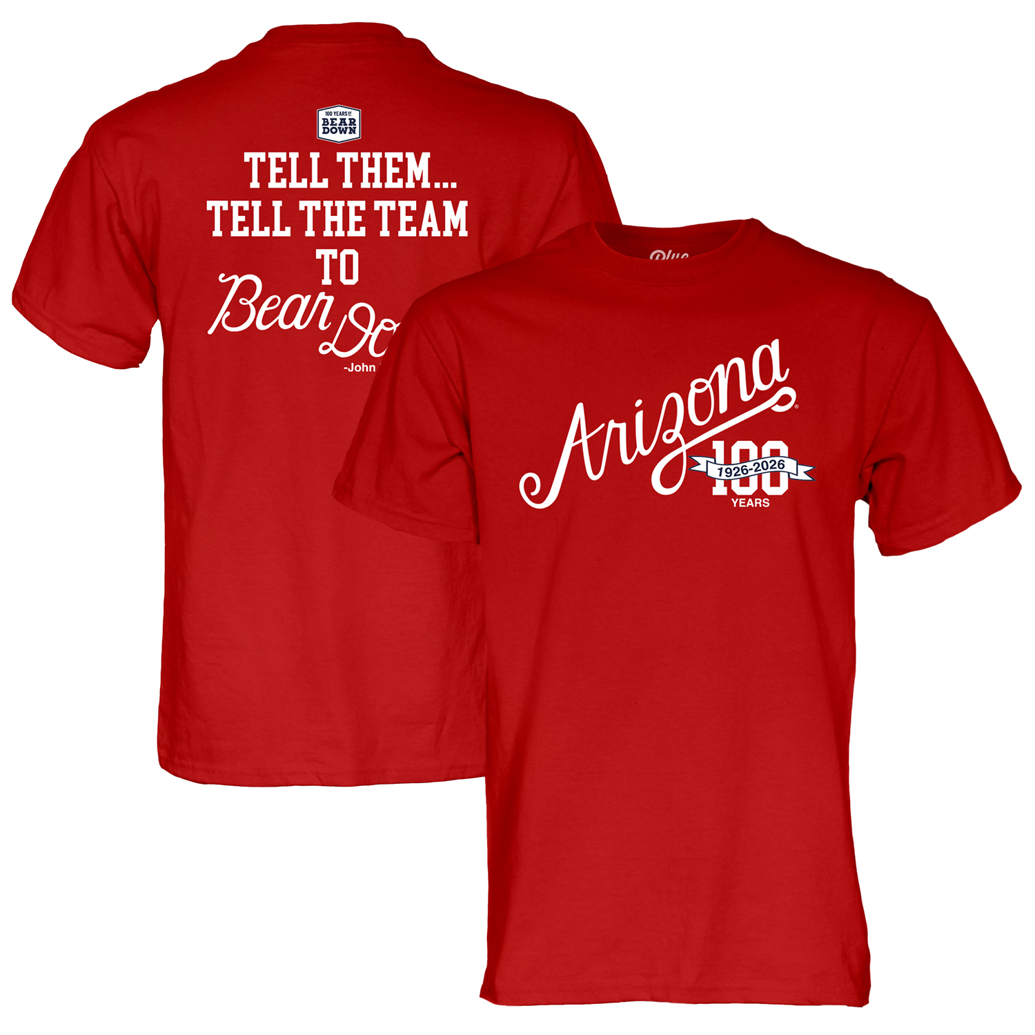 Unisex Blue 84 Red Arizona Wildcats Bear Down 100 T-Shirt