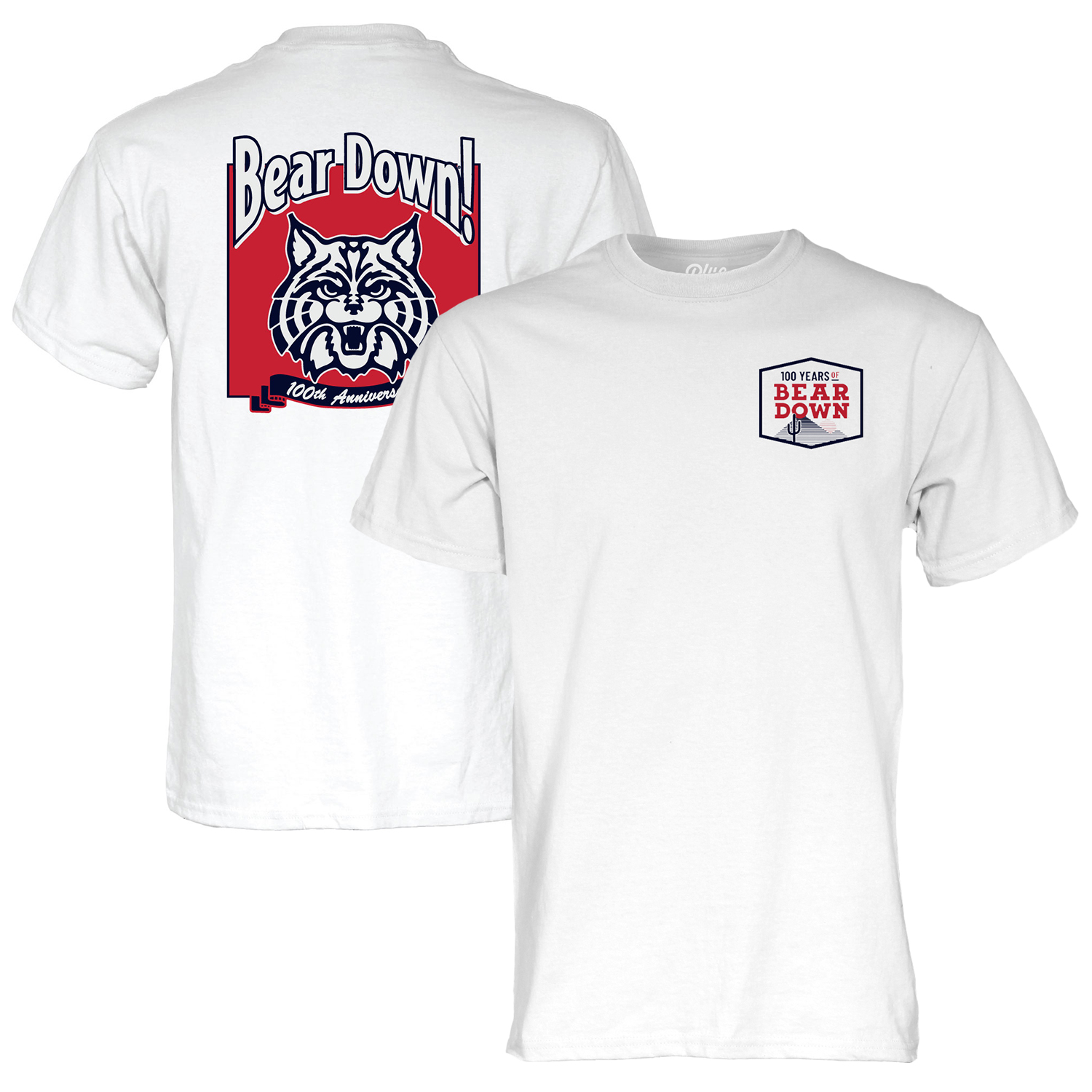Unisex Blue 84 White Arizona Wildcats Bear Down 100 T-Shirt