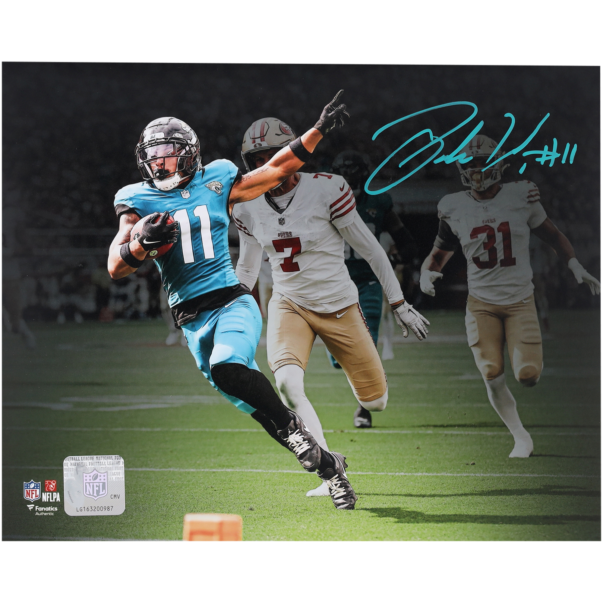 Parker Washington Jacksonville Jaguars Autographed 8" x 10" Touchdown vs. San Francisco 49ers Spotlight Photograph