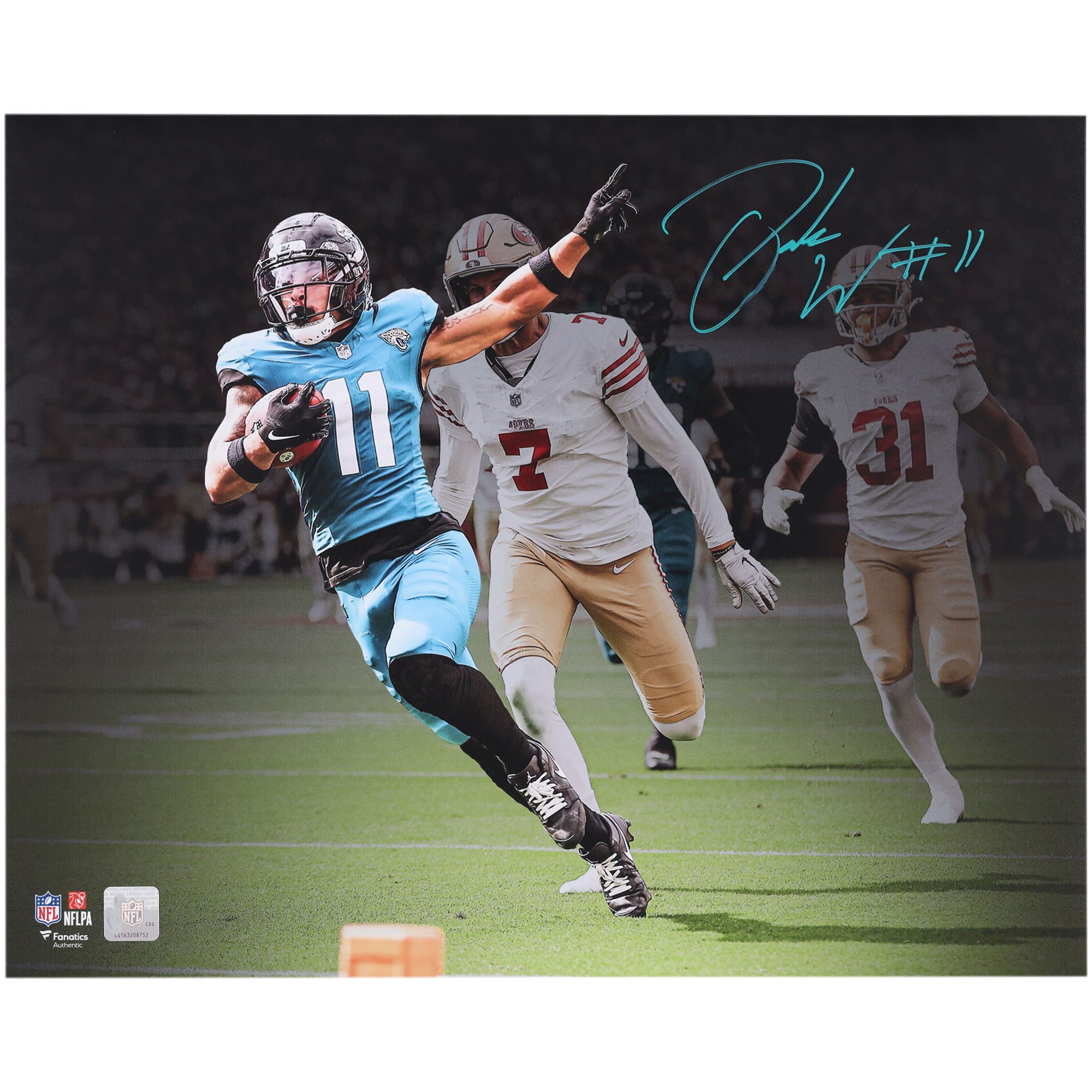 Parker Washington Jacksonville Jaguars Autographed 16" x 20" Touchdown vs. San Francisco 49ers Spotlight Photograph