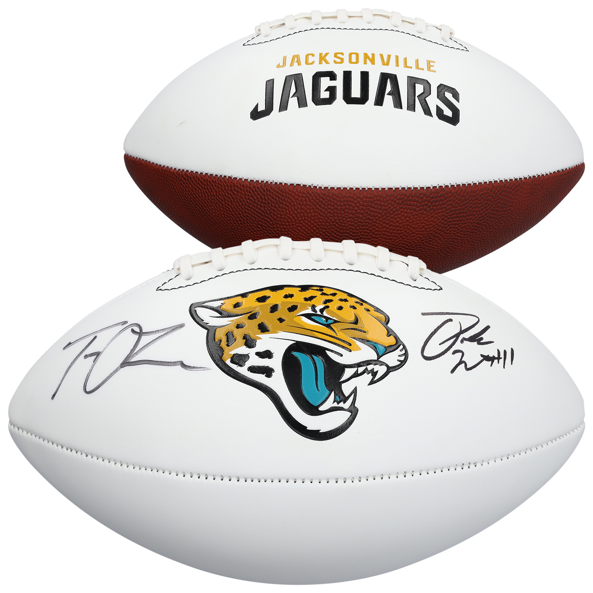 Parker Washington & Trevor Lawrence Jacksonville Jaguars Autographed Franklin White Panel Football