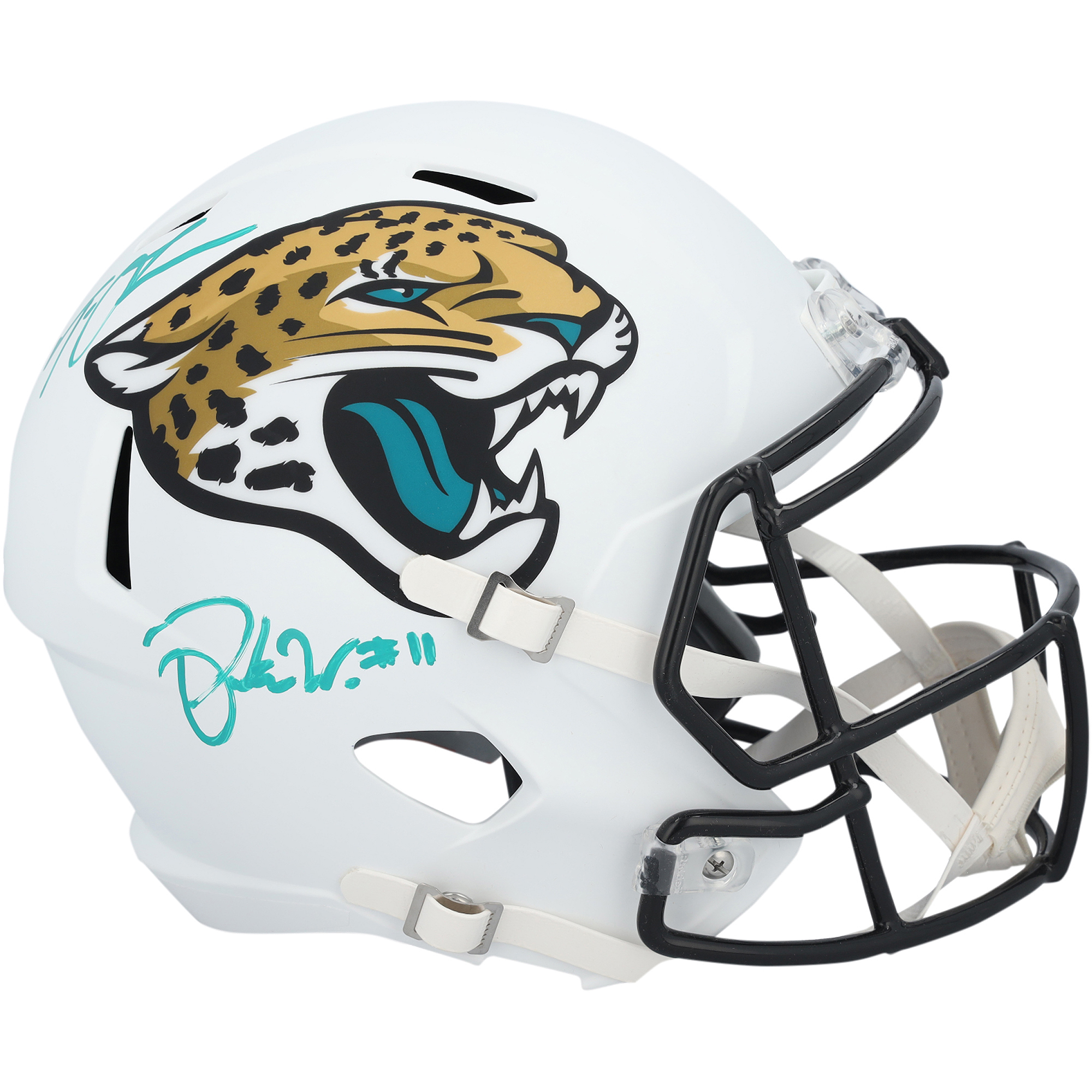 Parker Washington & Trevor Lawrence Jacksonville Jaguars Autographed Riddell 2024 Alternate Speed Replica Helmet