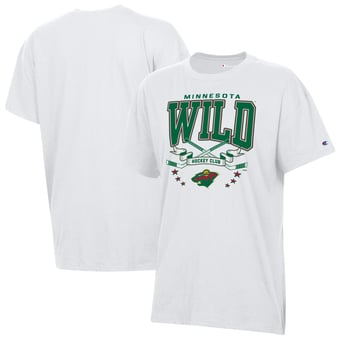Women's Champion White Minnesota Wild  Crossing Sticks Oversized T-Shirt