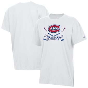 Women's Champion White Montreal Canadiens  Crossing Sticks Oversized T-Shirt