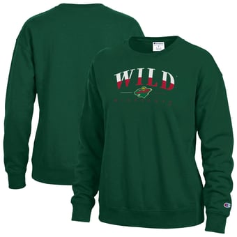 Women's Champion Green Minnesota Wild  Split Color Text Sweatshirt