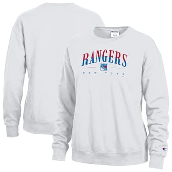 Women's Champion White New York Rangers  Split Color Text Sweatshirt