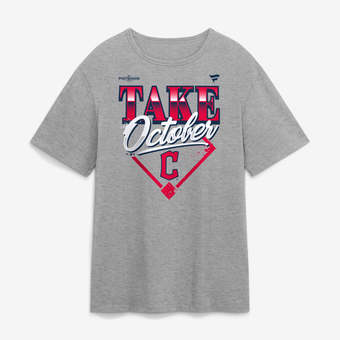 Men's Gray Cleveland Guardians 2026 MLB Division Series Champions Distressed Locker Room Take October T-Shirt
