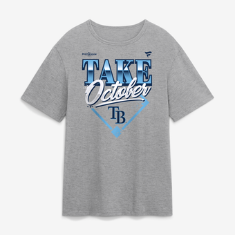 Men's Gray Tampa Bay Rays 2026 MLB Division Series Champions Distressed Locker Room Take October T-Shirt