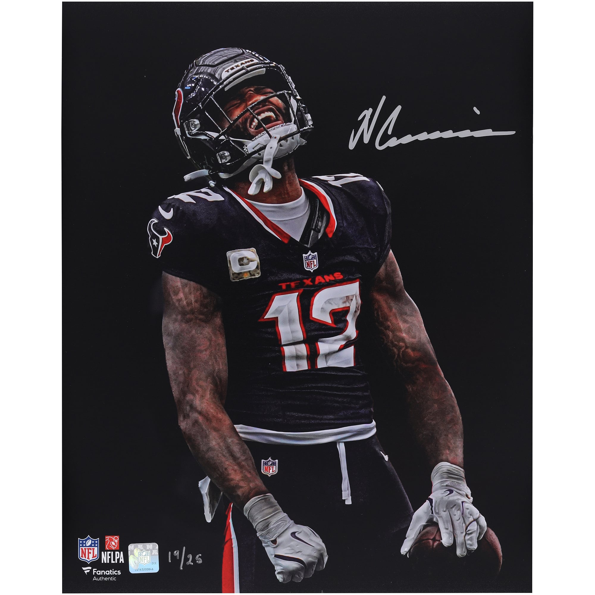Nico Collins Houston Texans Autographed 16" x 20" Unleashed Black Spotlight Photograph - Limited Edition of 25