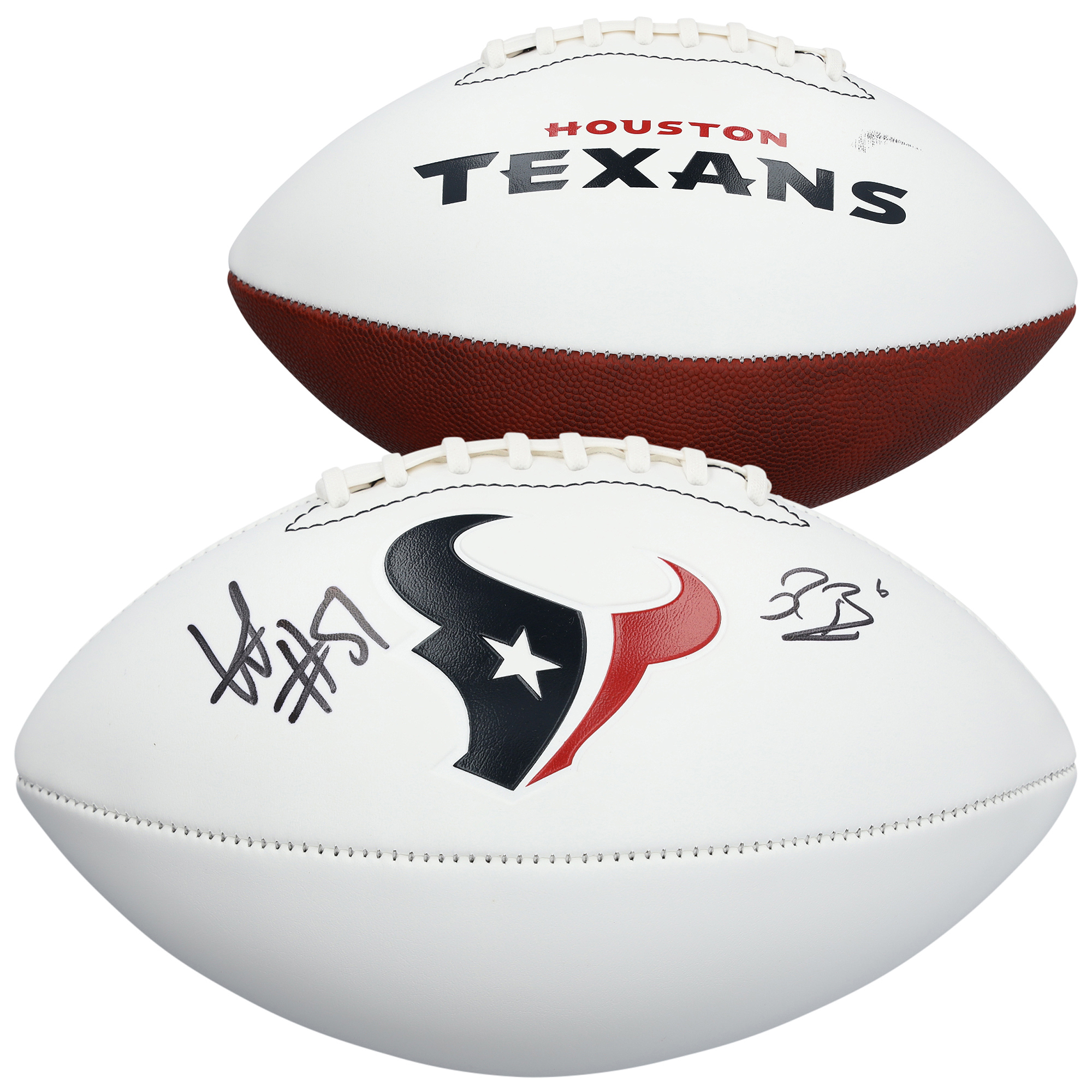 Reed Blankenship & Will Anderson Jr. Houston Texans Autographed Franklin White Panel Football