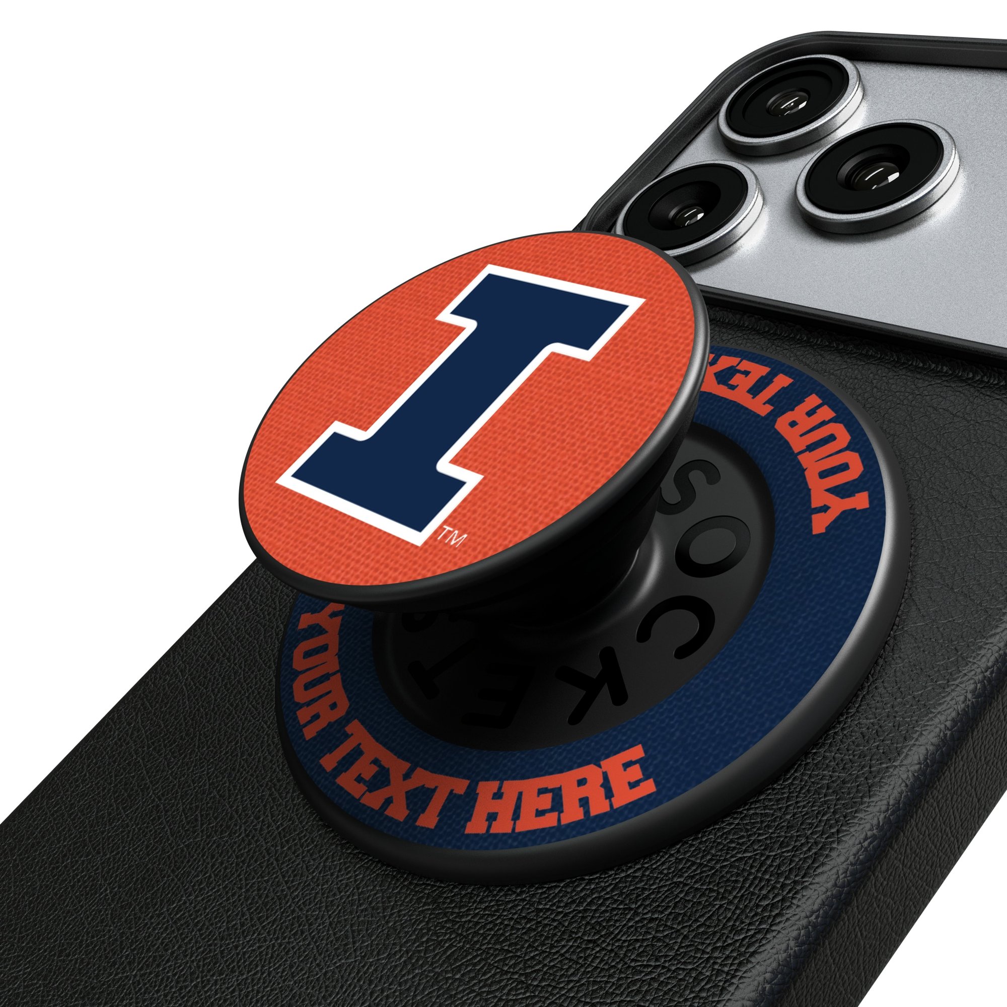 Keyscaper Illinois Fighting Illini Personalized PopSockets Magnetic Phone Grip & Stand