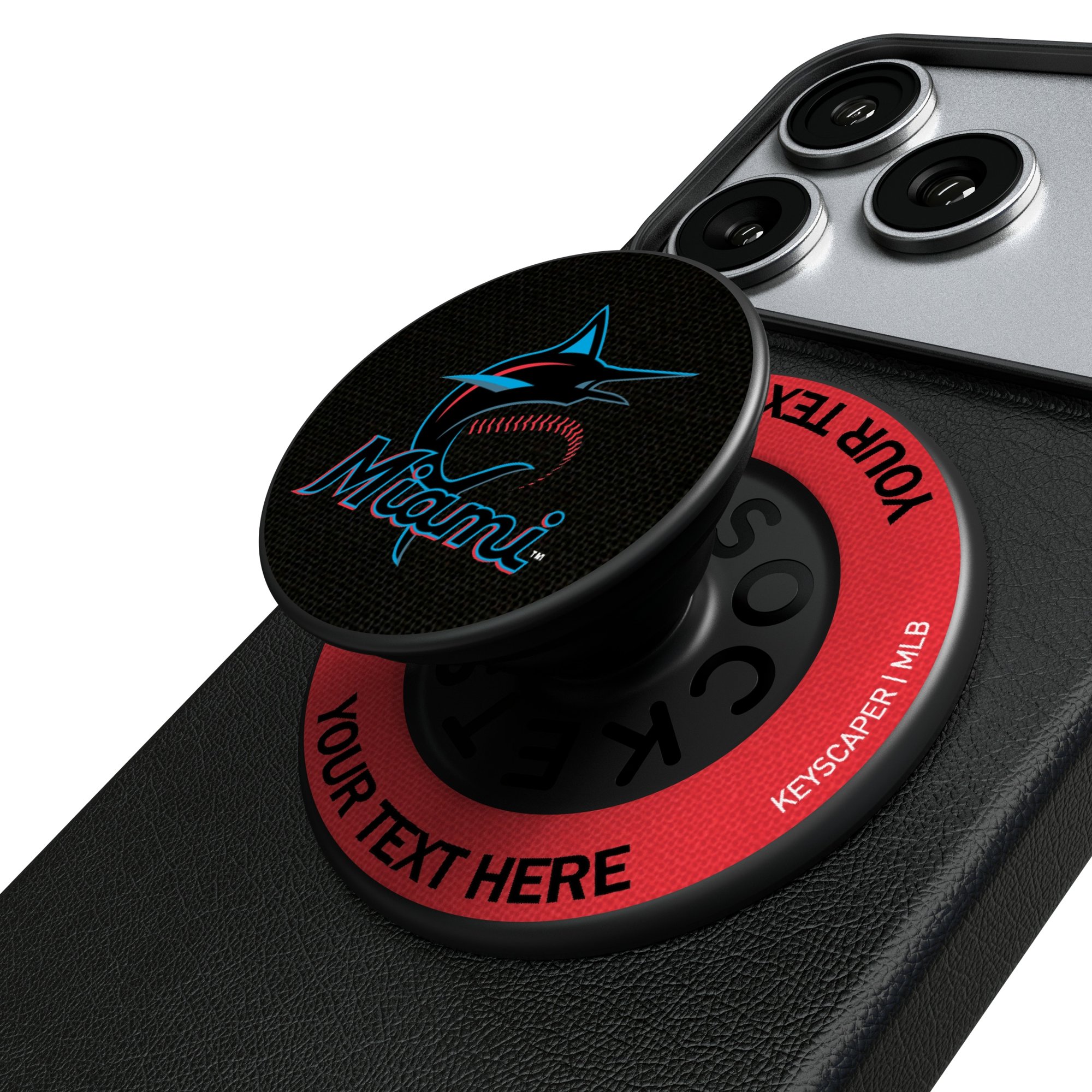 Keyscaper Miami Marlins Personalized PopSockets Magnetic Phone Grip & Stand