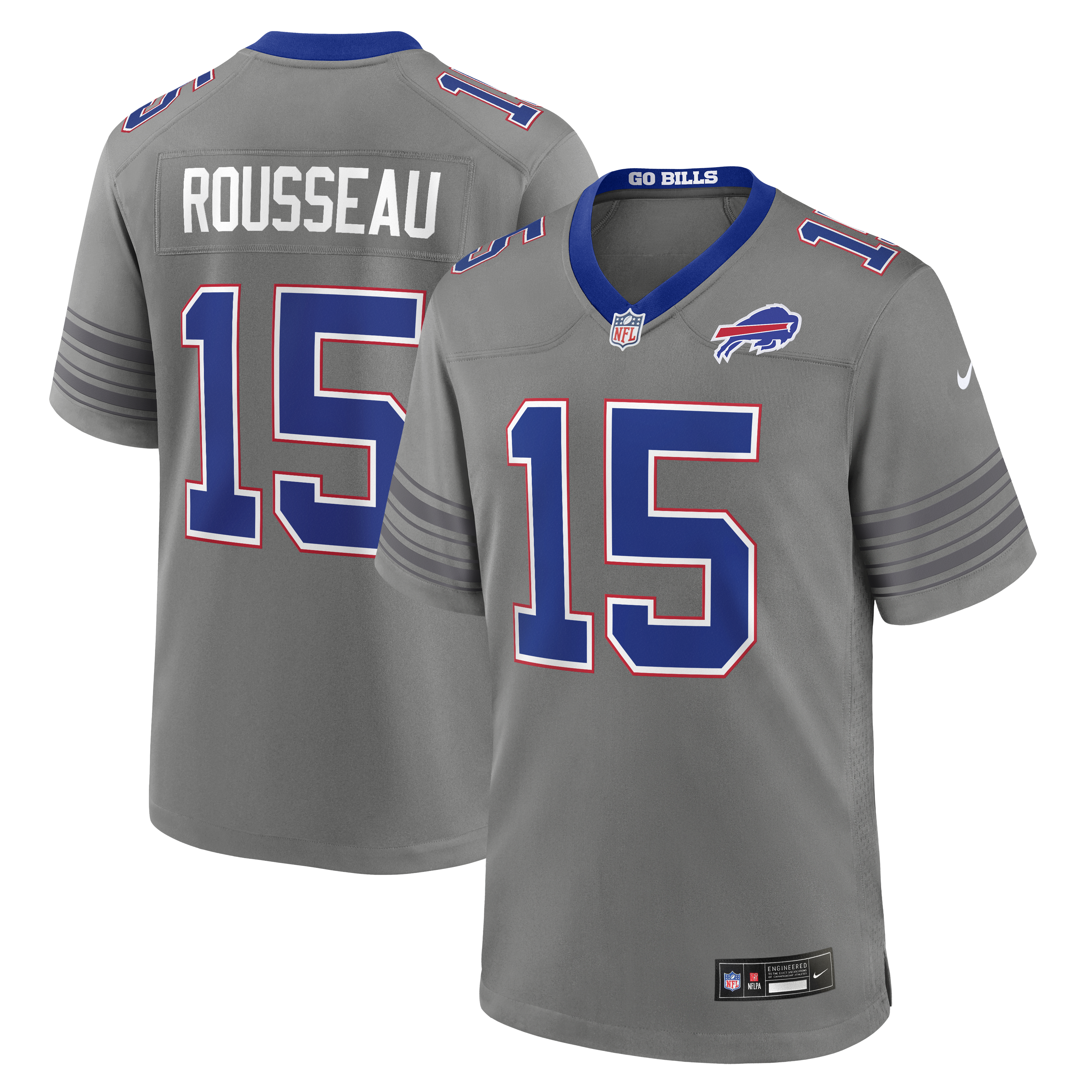 Men's Nike Gregory Rousseau Gray Buffalo Bills Game Jersey