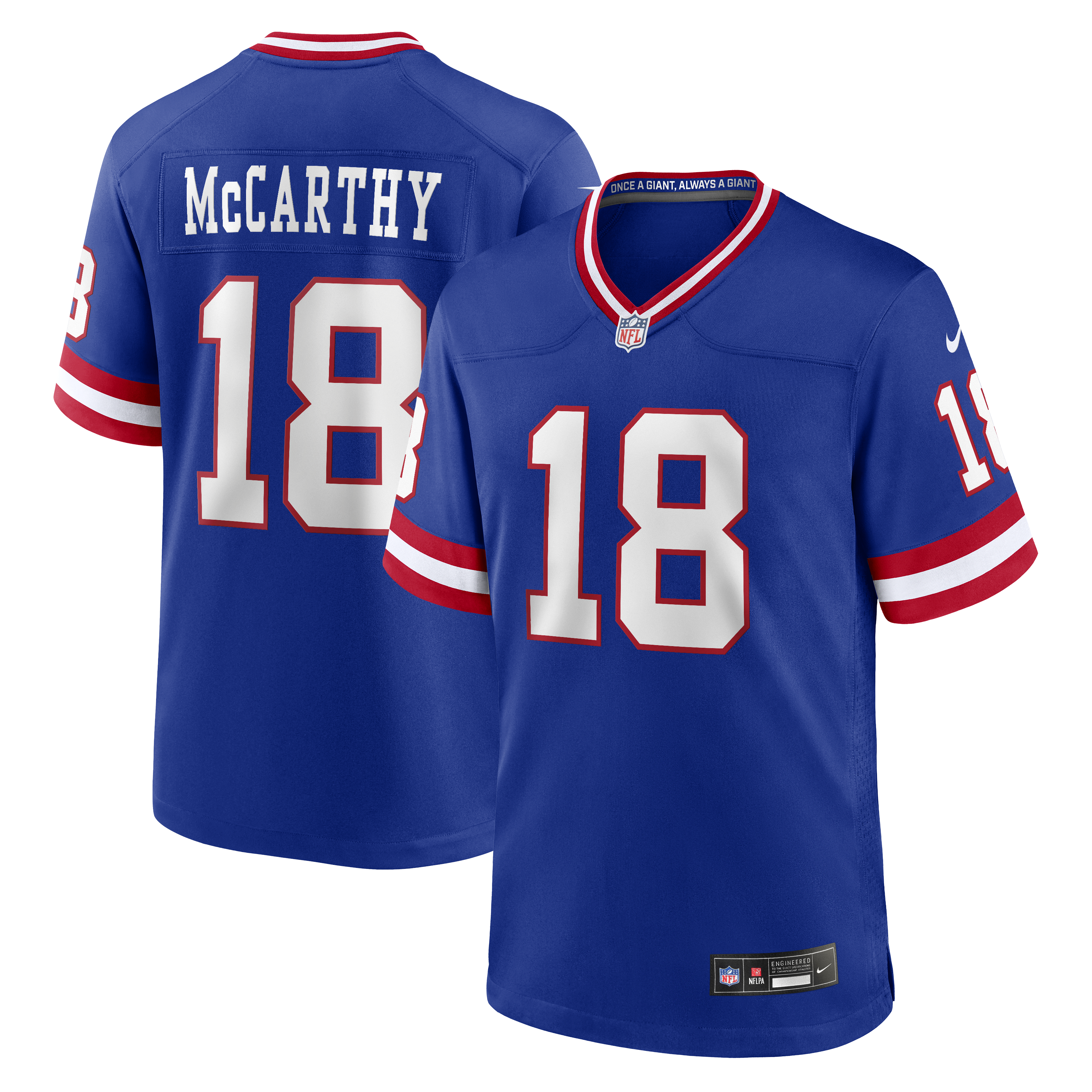 Men's Nike J.J. McCarthy Royal New York Giants Alternate Legacy Game Jersey