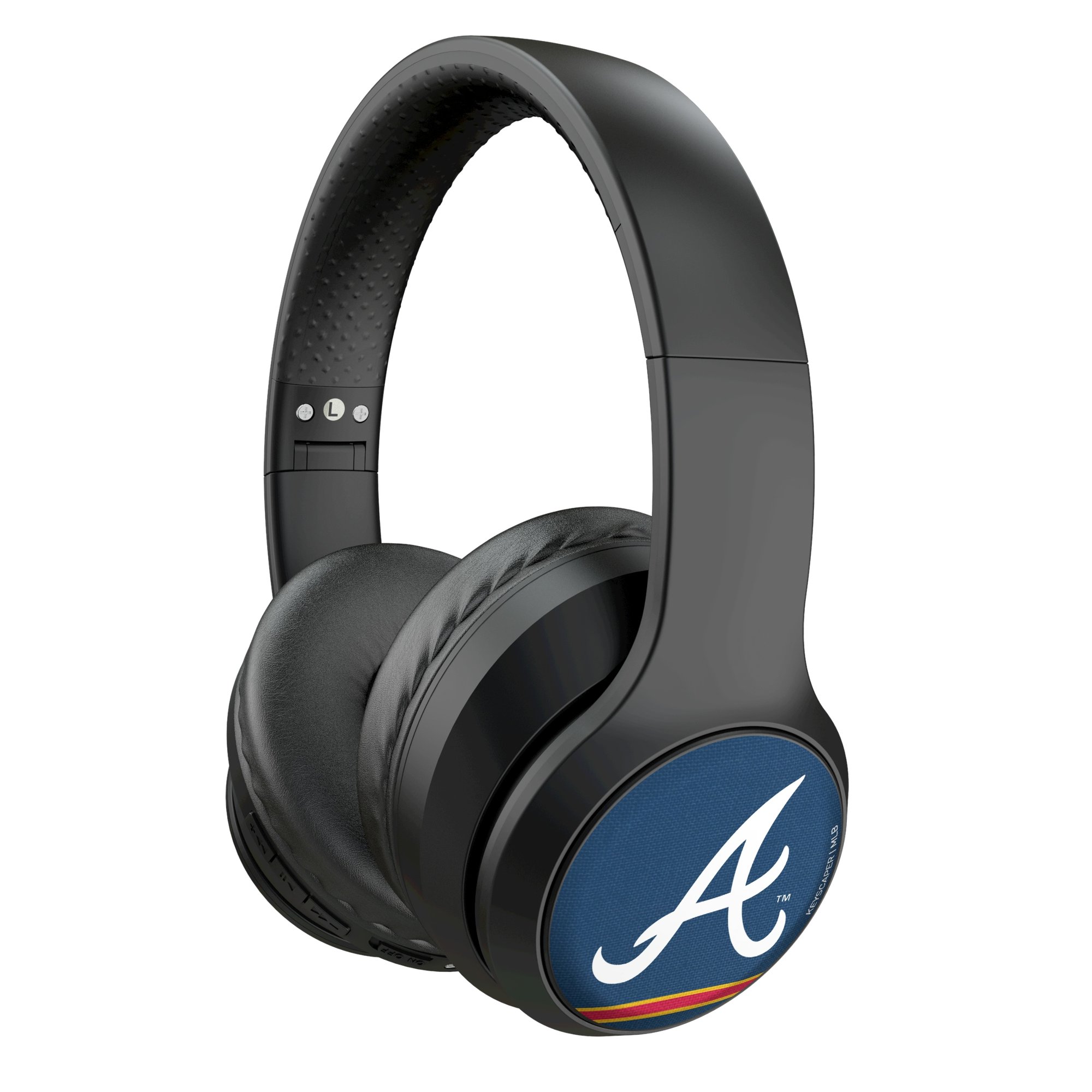 Keyscaper Atlanta Braves Stripe Wireless Bluetooth Headphones With Case