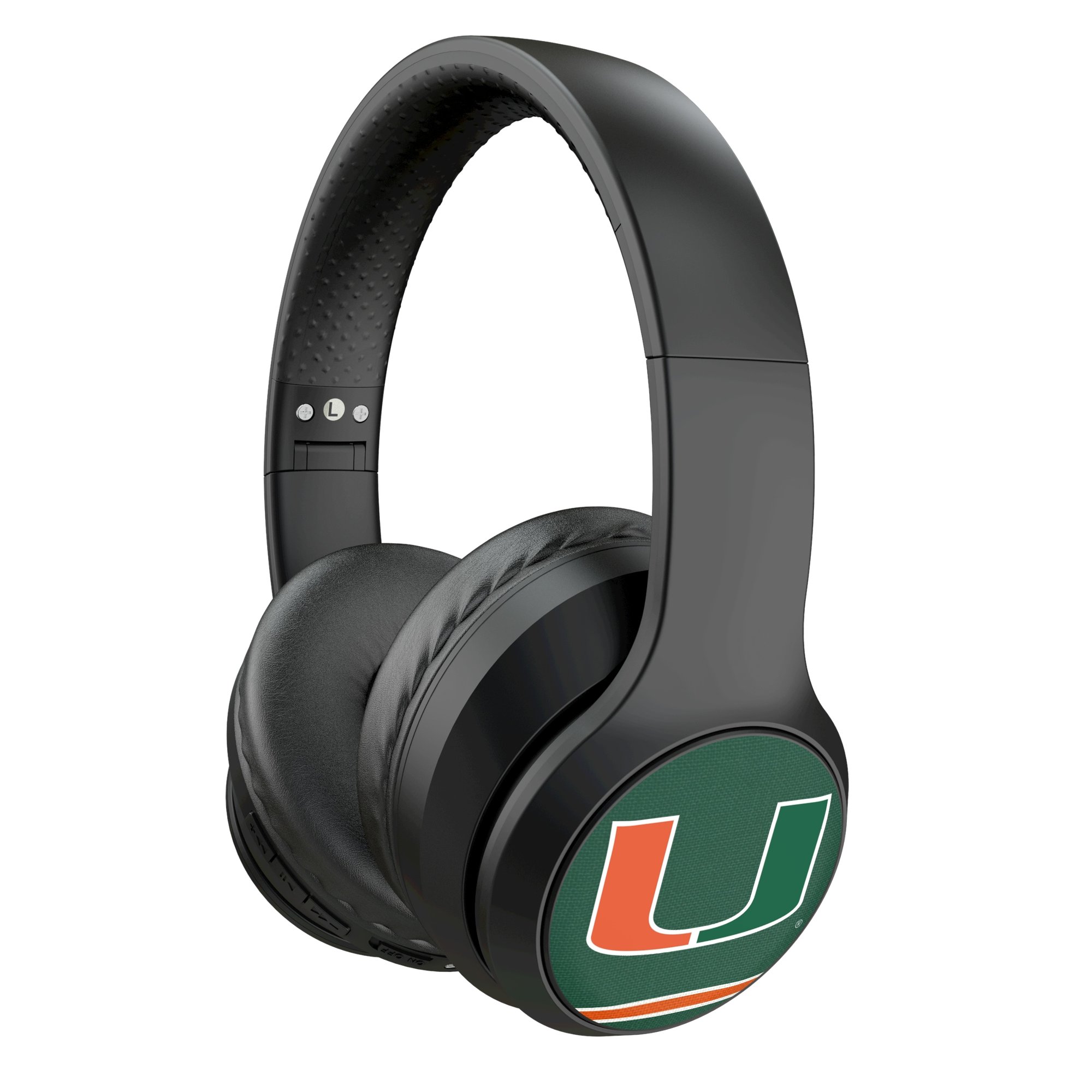 Keyscaper Miami Hurricanes Stripe Wireless Bluetooth Headphones With Case