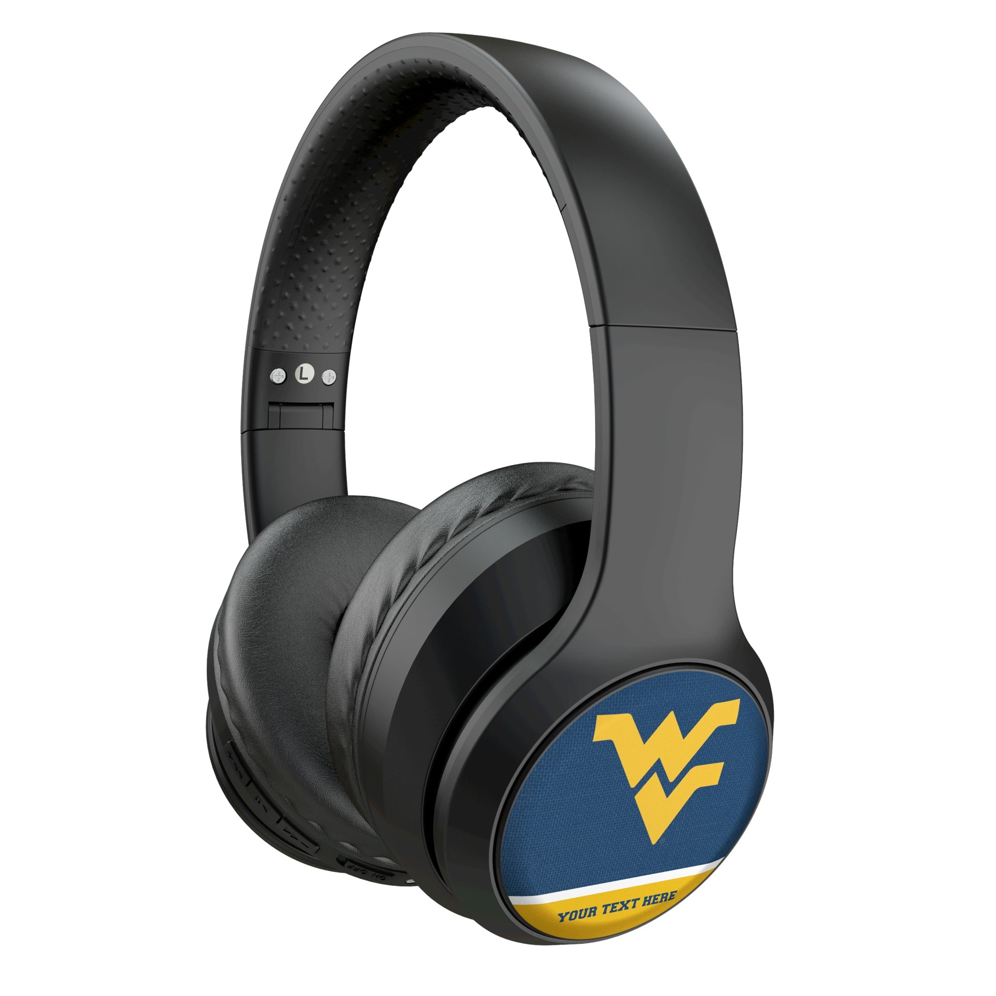 Keyscaper West Virginia Mountaineers Personalized Endzone Solid Wireless Bluetooth Headphones With Case