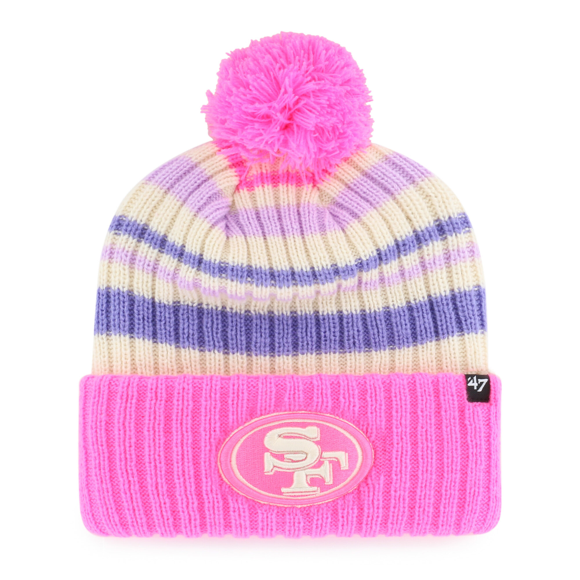 Youth '47  Pink San Francisco 49ers Snow Fort Cuffed Knit Hat with Pom