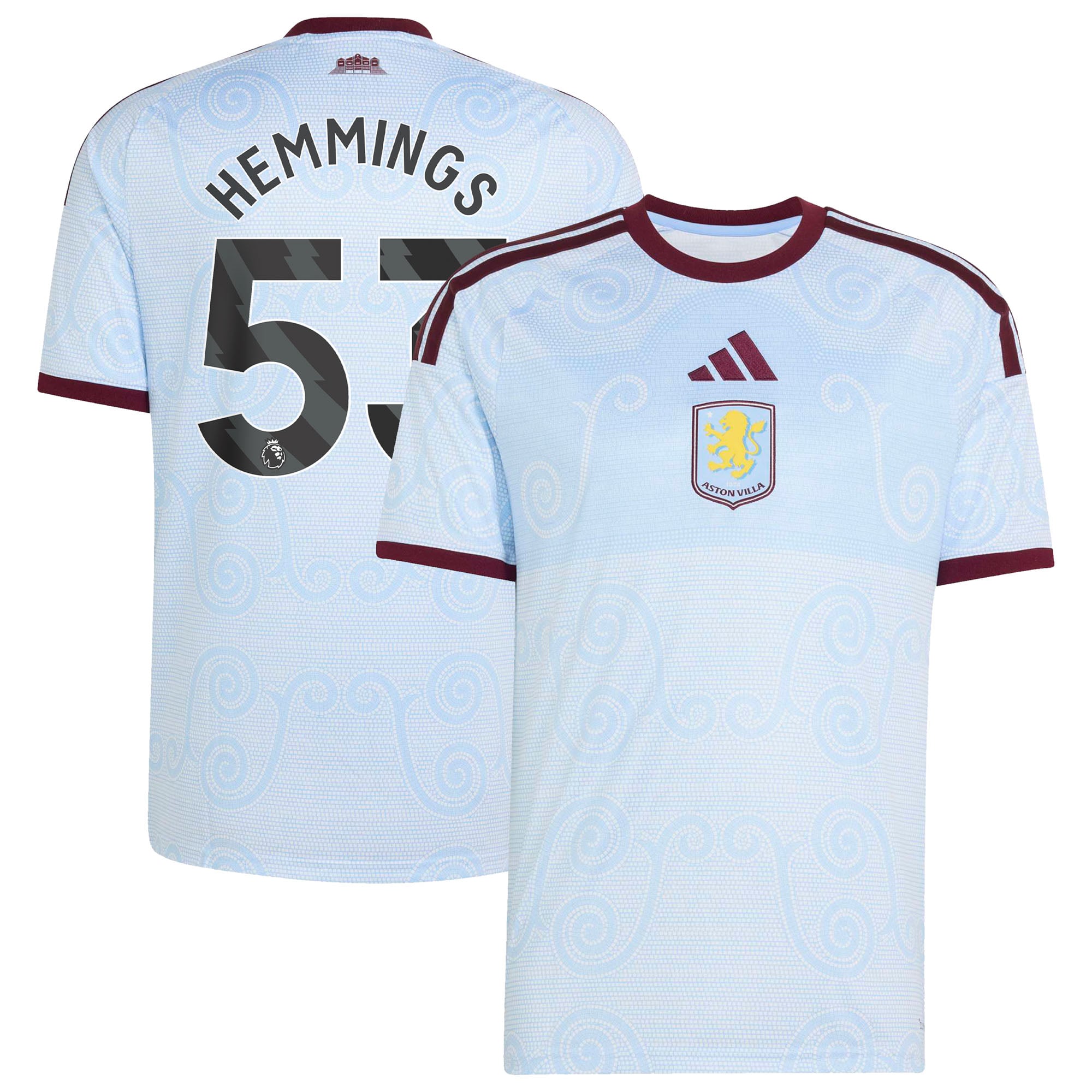 Camiseta de tercera equipación adidas del Aston Villa 2026-27 con dorsal Hemmings 53