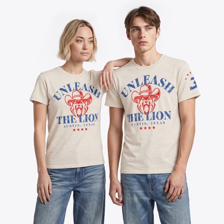 Unleash the Lion Austin Cowboy Graphic T-Shirt - Off White