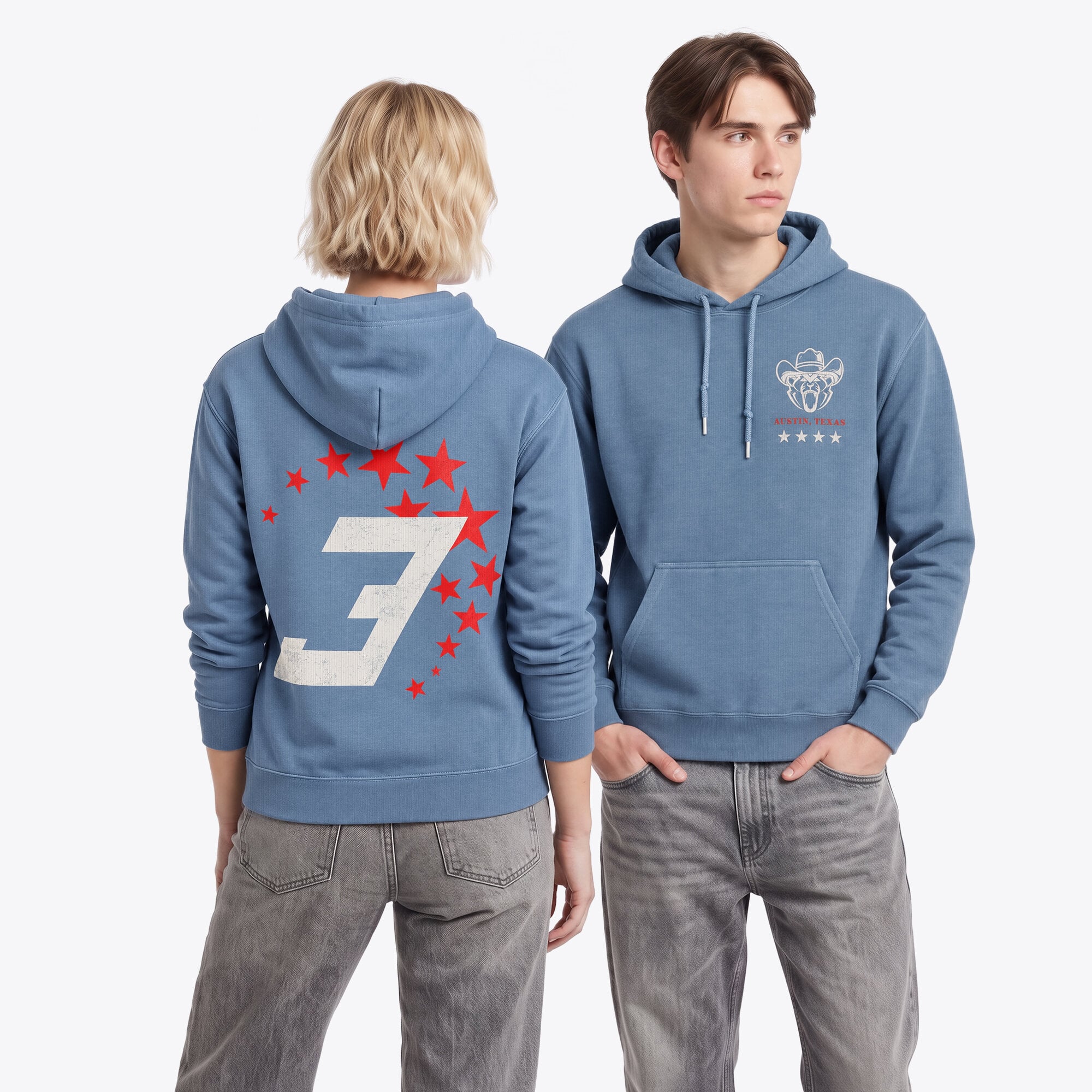 Sweat à capuche Unleash the Lion Austin Cowboy Graphique - Bleu denim