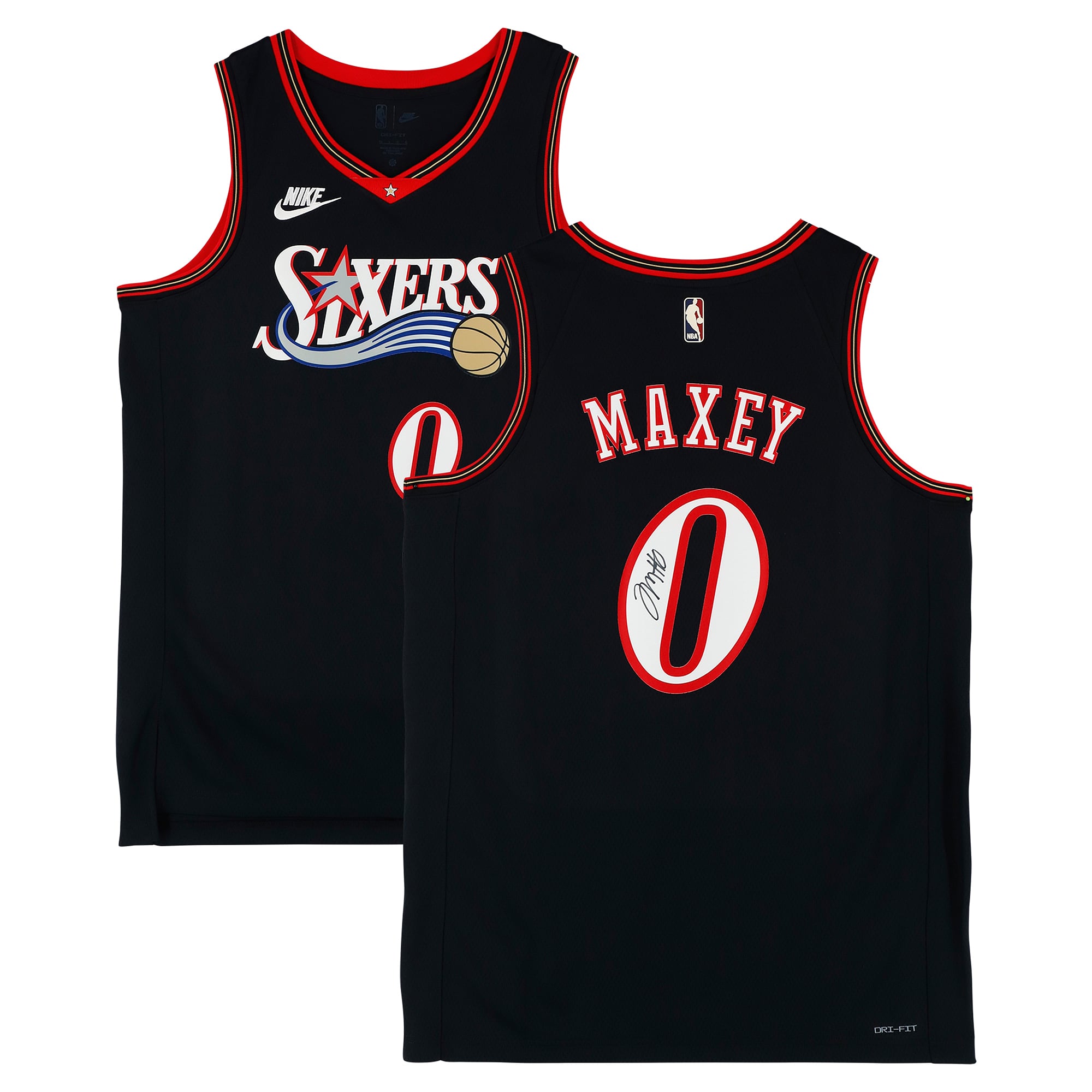 Camiseta negra Nike Swingman 2025-26 Hardwood Classic de Tyrese Maxey, autografiada por los Philadelphia 76ers.