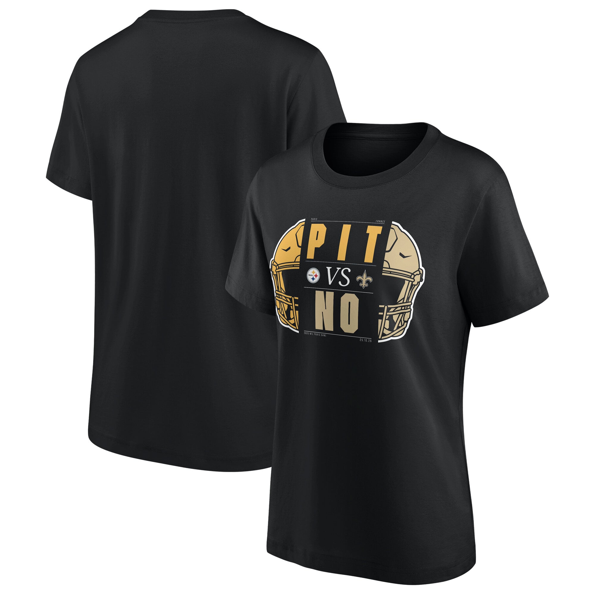 NFL International City Games 2026 Match Up T-Shirt - New Orleans Saints vs Pittsburgh Steelers - Paris - Damen