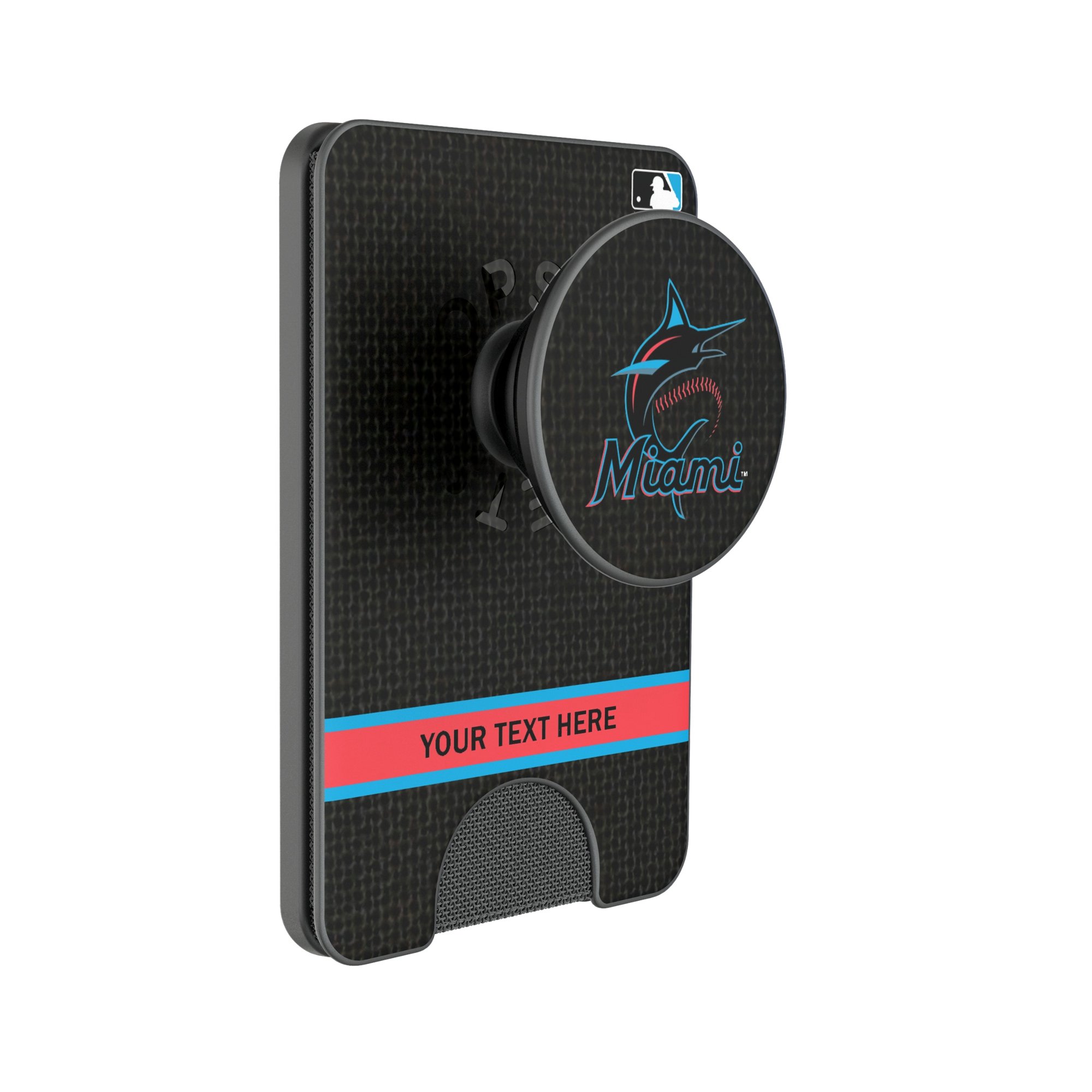 Keyscaper Miami Marlins Personalized Solid PopSockets Magnetic Wallet
