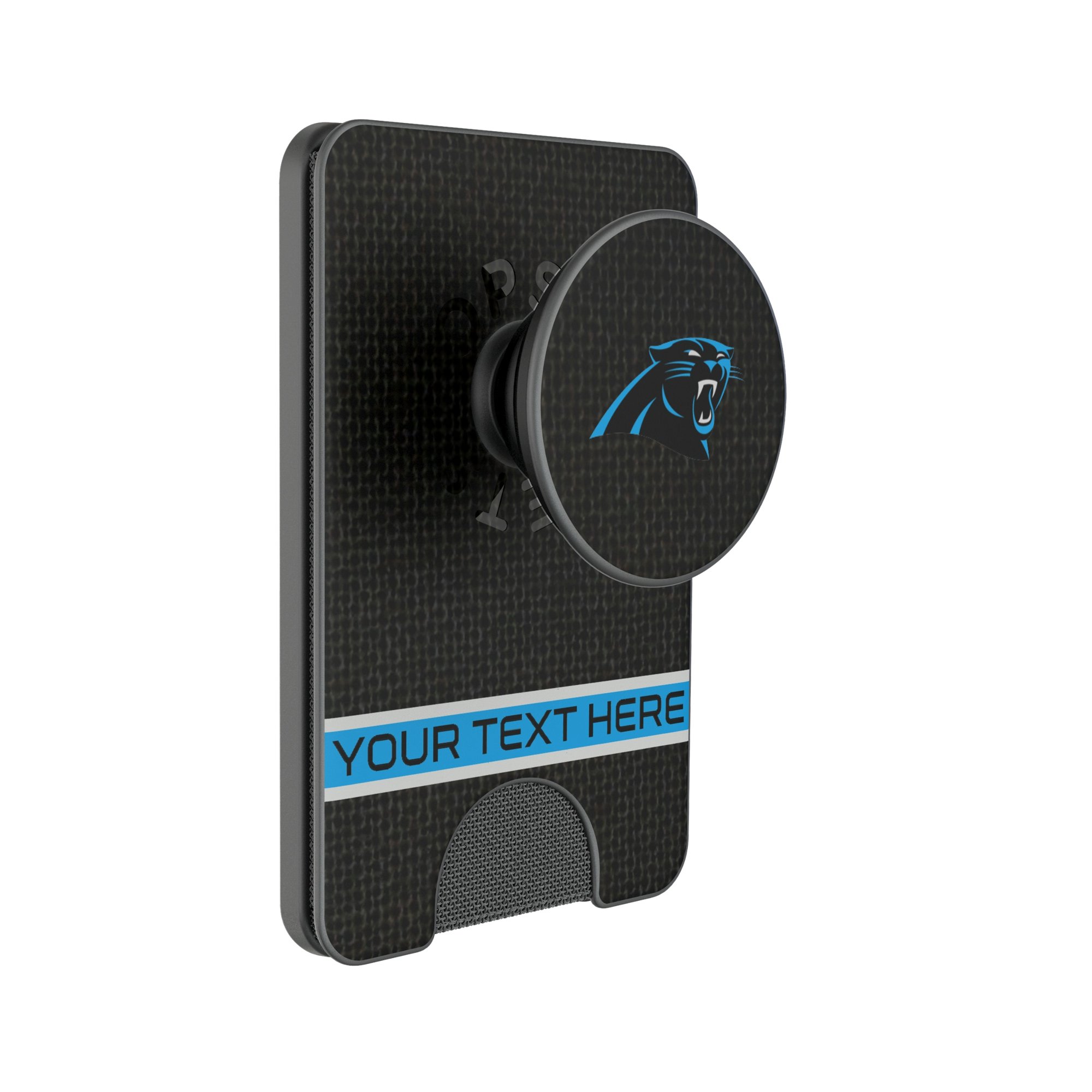 Keyscaper Carolina Panthers Personalized Endzone Solid PopSockets Magnetic Wallet