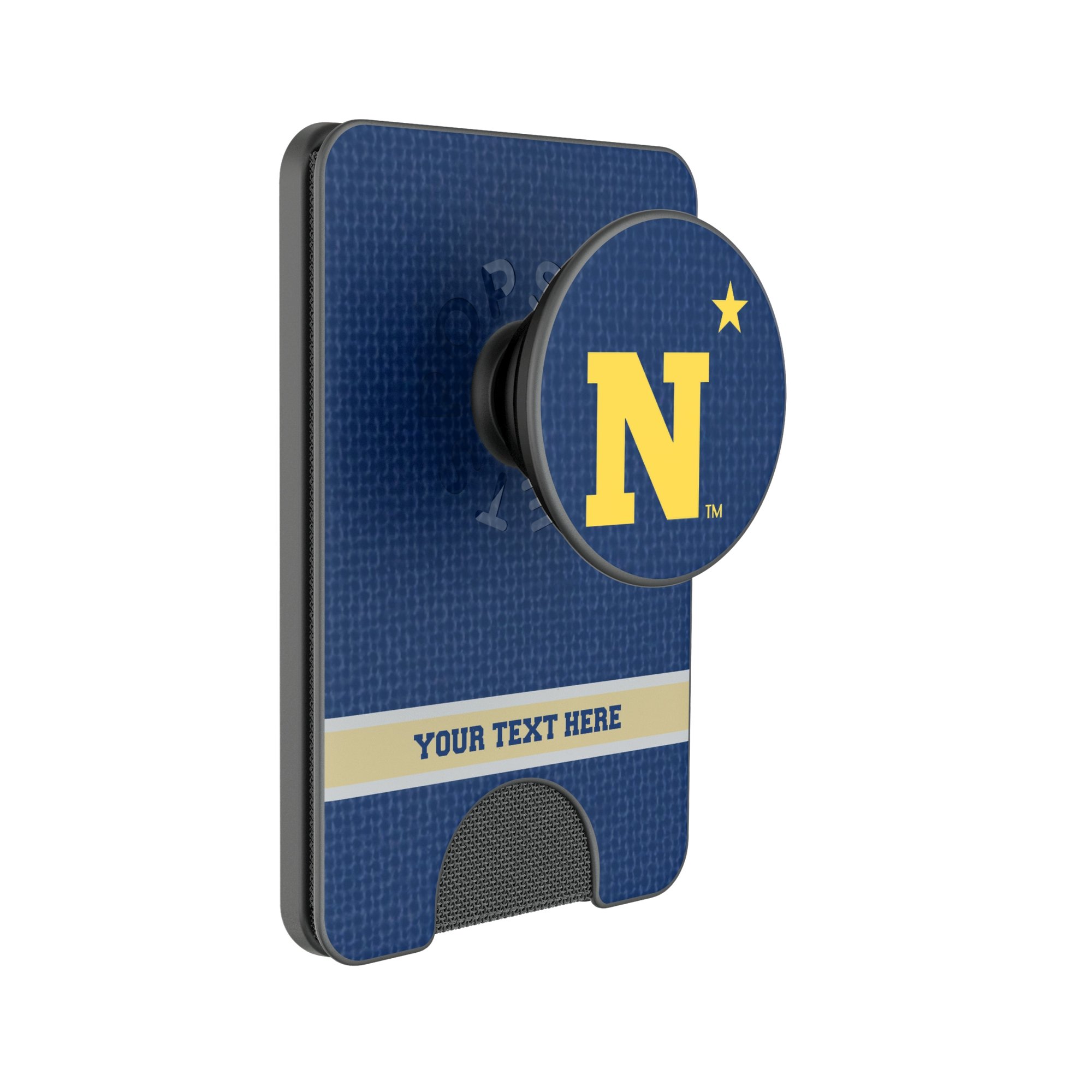 Keyscaper Navy Midshipmen Personalized Endzone Solid PopSockets Magnetic Wallet