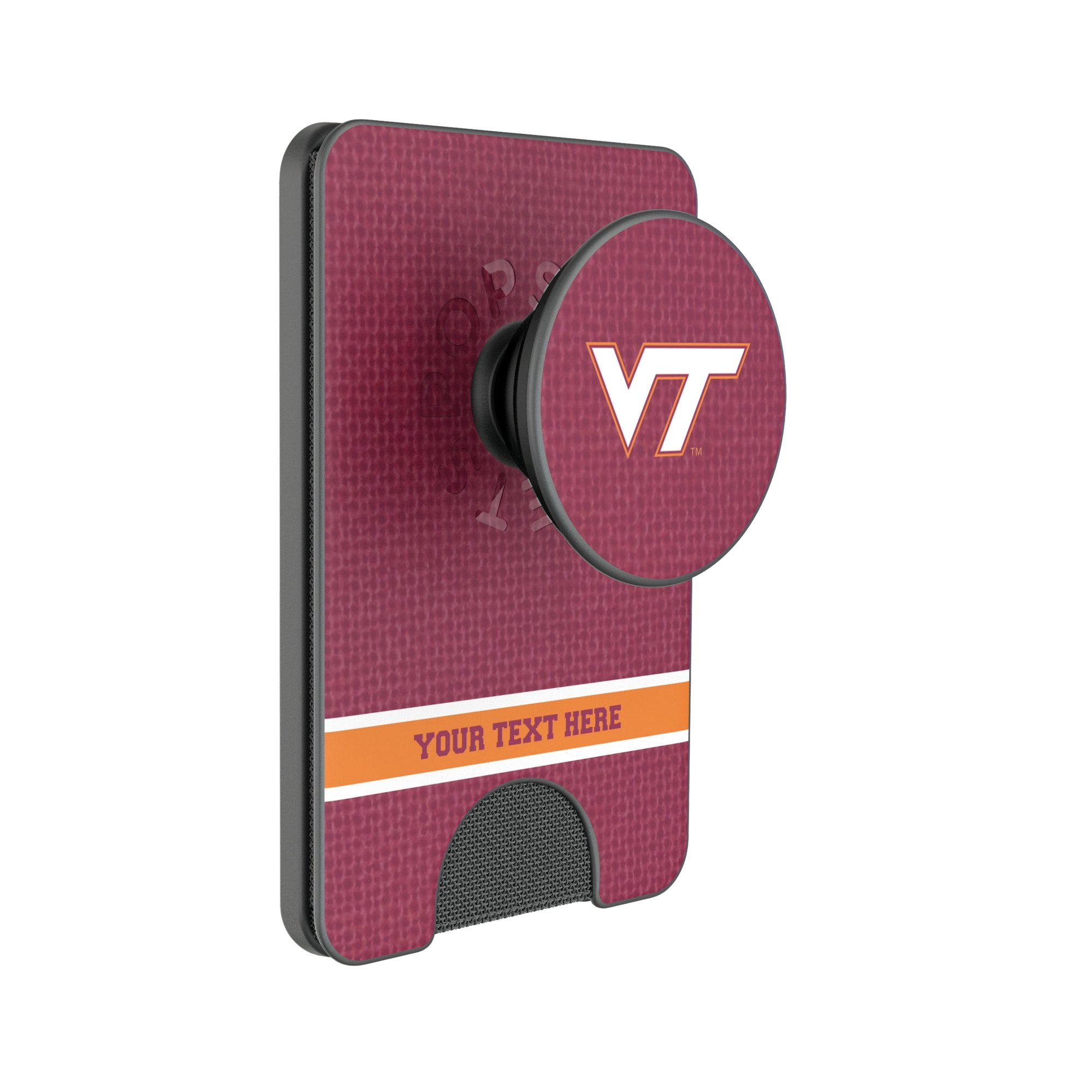 Keyscaper Virginia Tech Hokies Personalized Endzone Solid PopSockets Magnetic Wallet