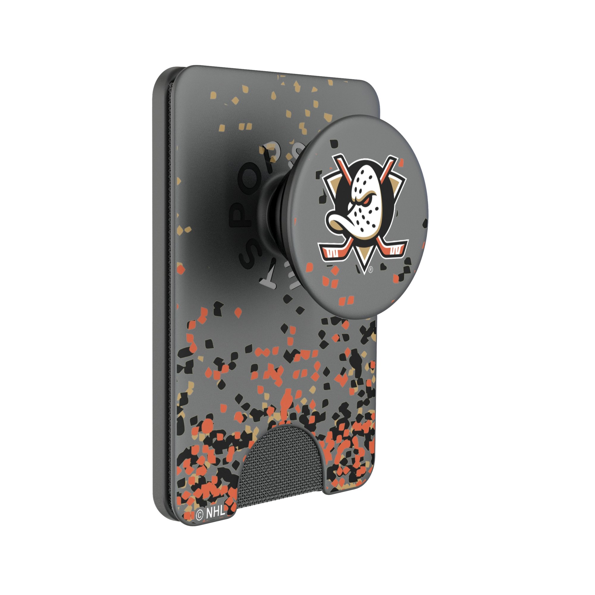 Keyscaper Anaheim Ducks Confetti PopSockets Magnetic Wallet