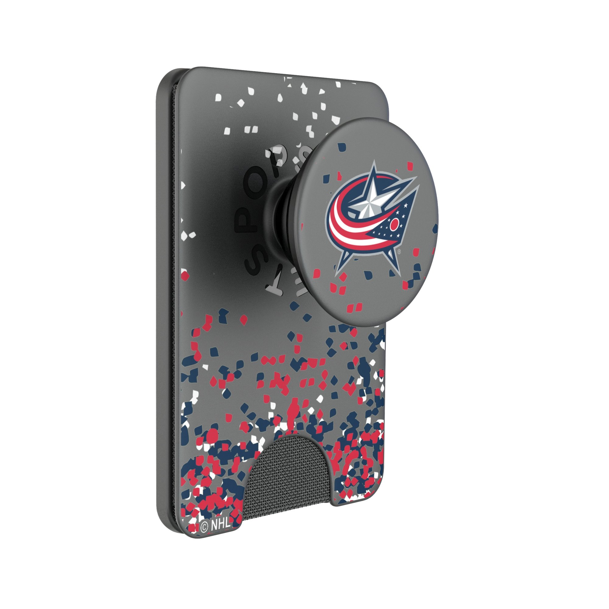 Keyscaper Columbus Blue Jackets Confetti PopSockets Magnetic Wallet