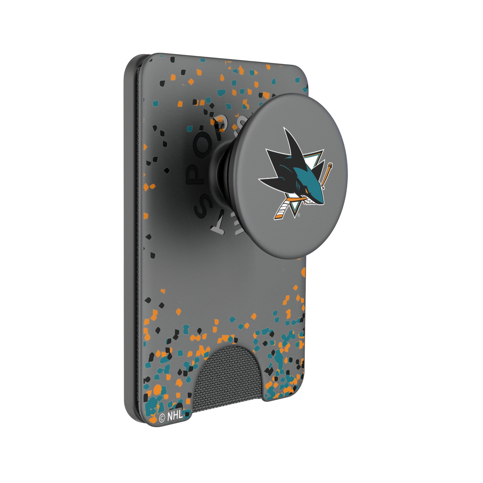 Keyscaper San Jose Sharks Confetti PopSockets Magnetic Wallet