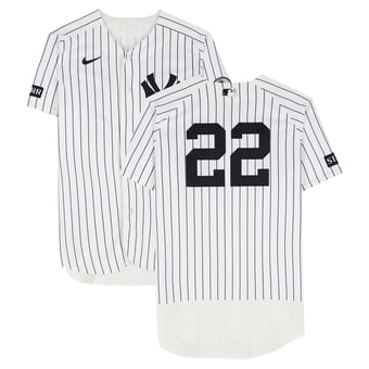 Ben Rice New York Yankees Game-Used #22 White Pinstripe Jersey vs. New York Mets on September 11, 2026 - 3-4, HR, RBI, 3 R