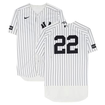 Ben Rice New York Yankees Game-Used #22 White Pinstripe Jersey vs. New York Mets on September 13, 2026 - 1-2, HR, RBI, R