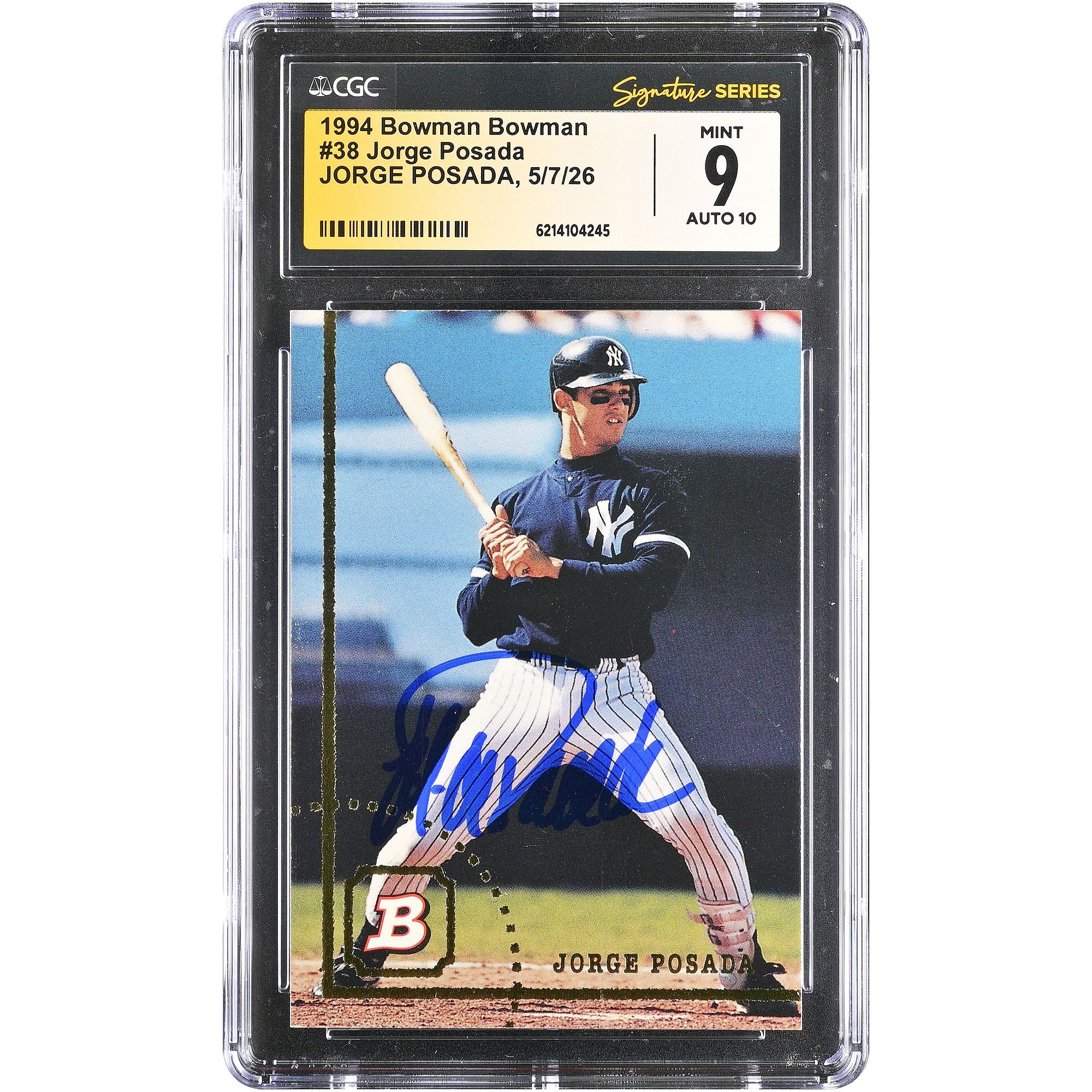 Jorge Posada New York Yankees Autographed 1994 Bowman #38 CGC Fanatics Witnessed Authenticated 9/10 Rookie Card