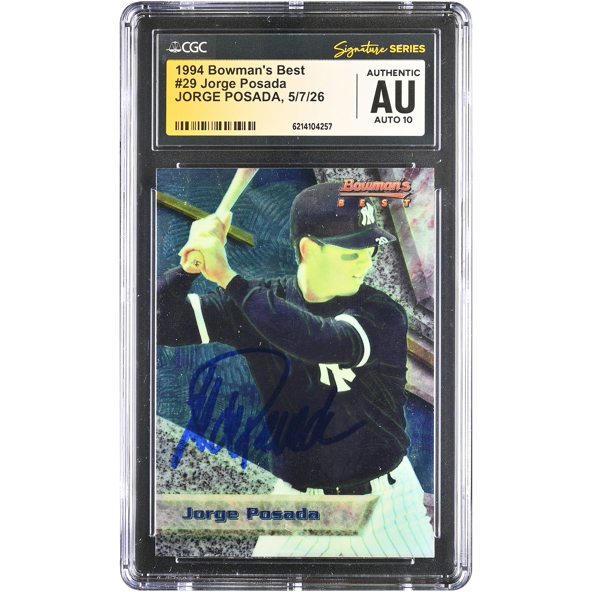 Jorge Posada New York Yankees Autographed 1994 Bowman's Best #29 CGC Fanatics Witnessed Authenticated AUTO 10 Rookie Card
