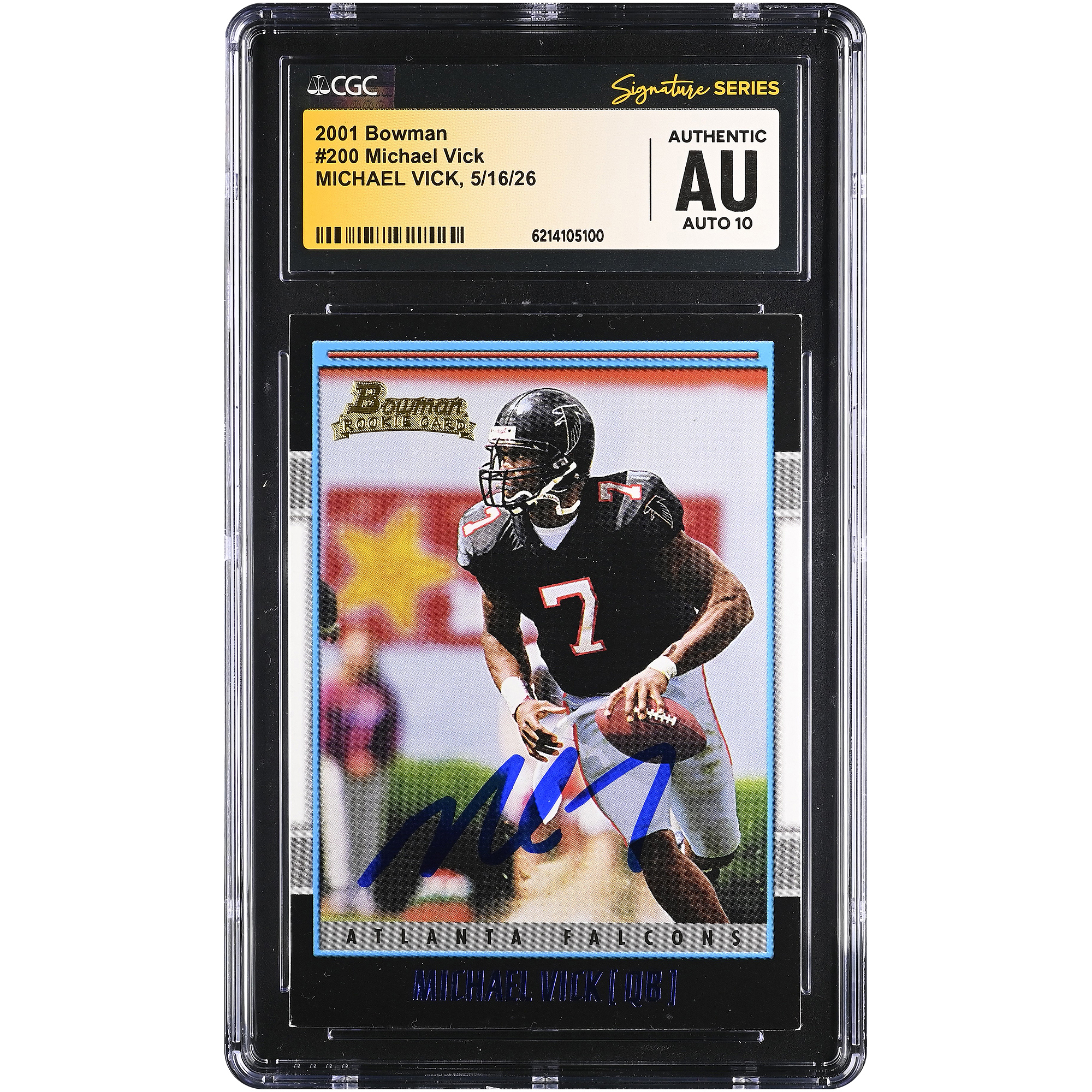 Michael Vick Atlanta Falcons Autographed 2001 Bowman #200 CGC Fanatics Witnessed Authenticated AUTO 10 Rookie Card