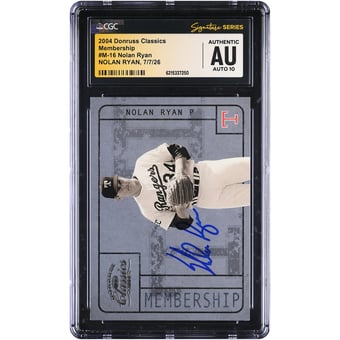 Nolan Ryan Texas Rangers Autographed 2004 Donruss Classics Membership #M-16 #/2499 CGC Fanatics Witnessed Authenticated AUTO 10 Card
