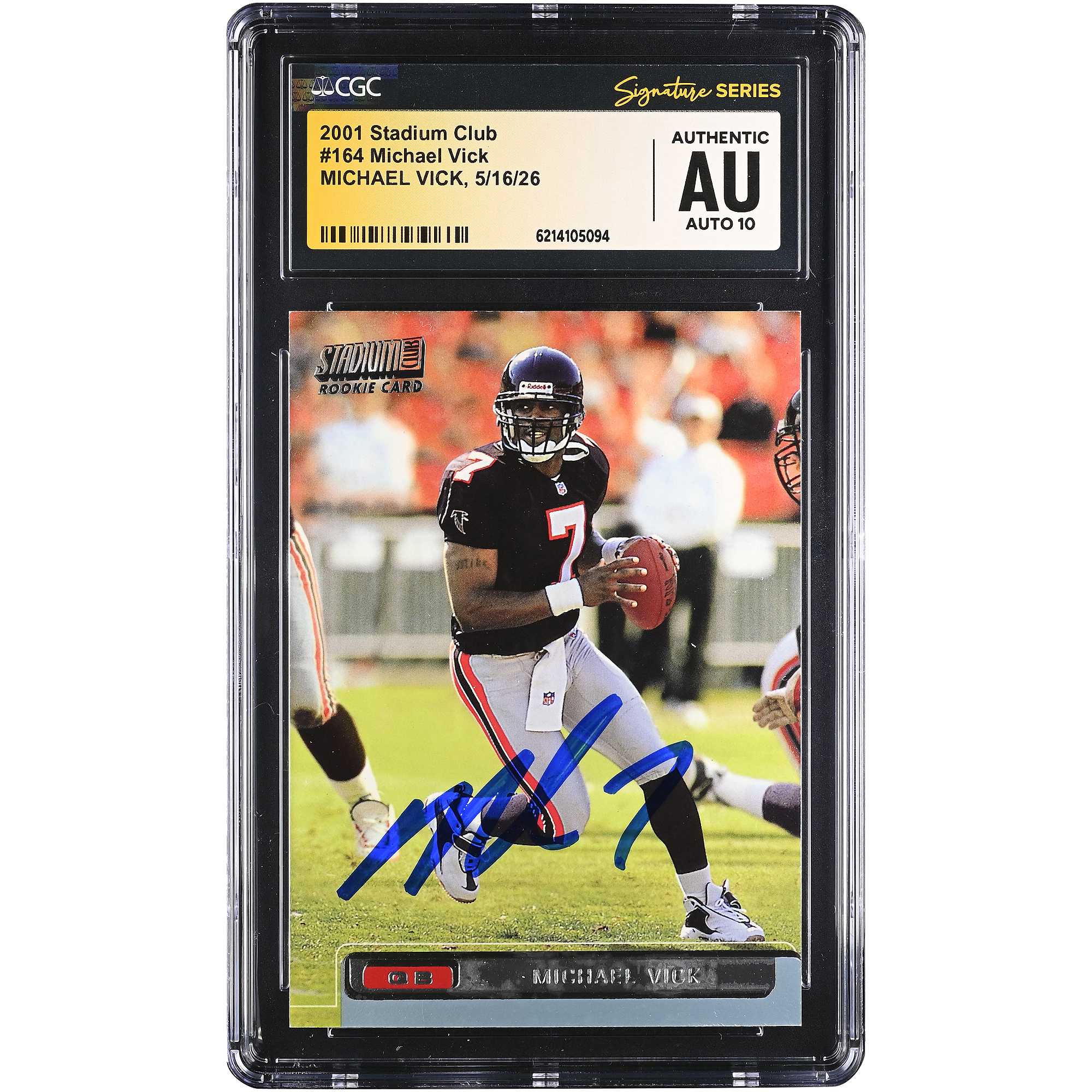 Michael Vick Atlanta Falcons Autographed 2001 Stadium Club #164 CGC Fanatics Witnessed Authenticated AUTO 10 Rookie Card